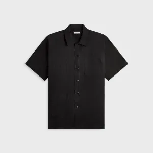 Engineered Garments Cotton Lace Stripe Jacquard Camp Shirt - Black Neutral Tones Look SeamlessBonding
