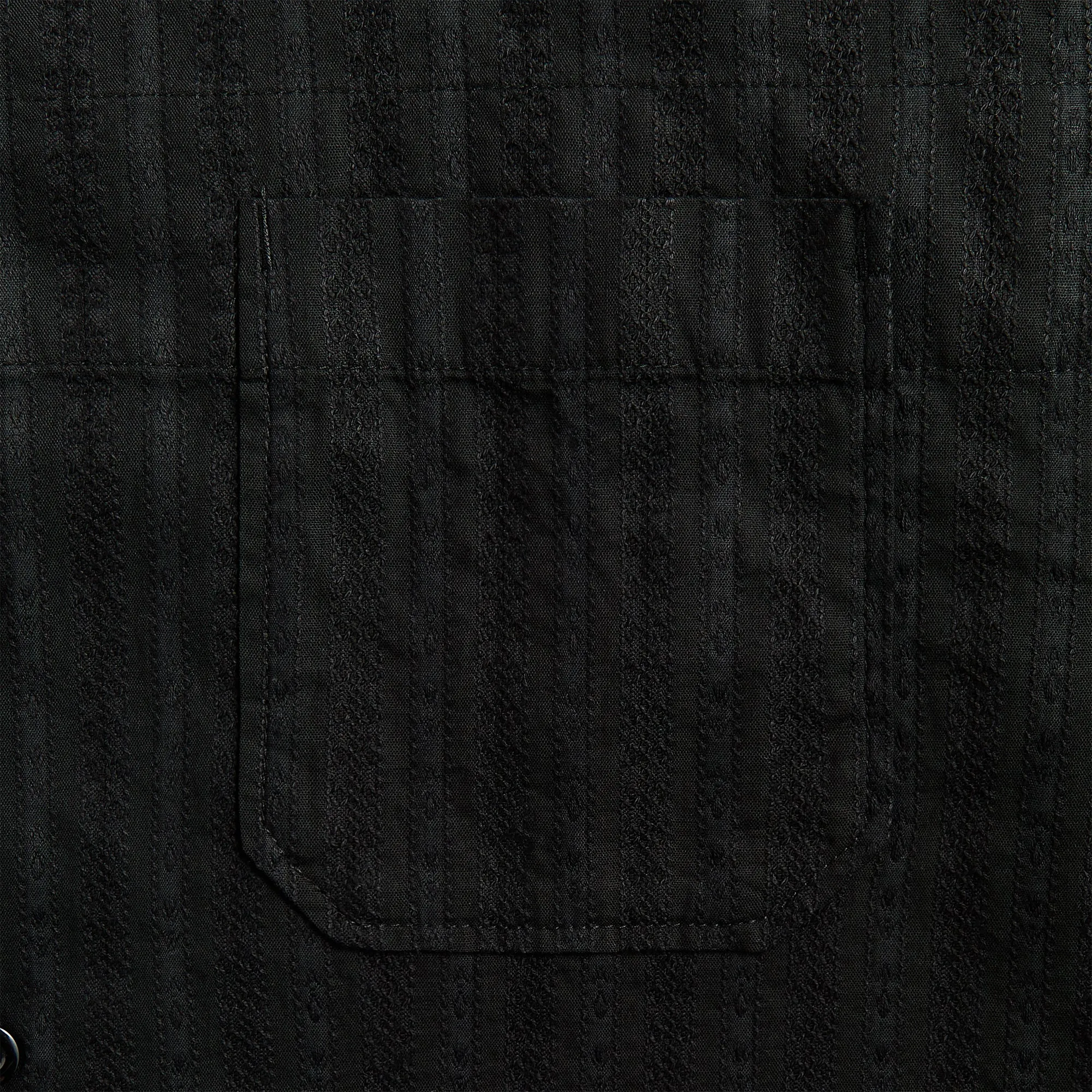 Engineered Garments Cotton Lace Stripe Jacquard Camp Shirt - Black Stretch Enhanced Mobility Zones