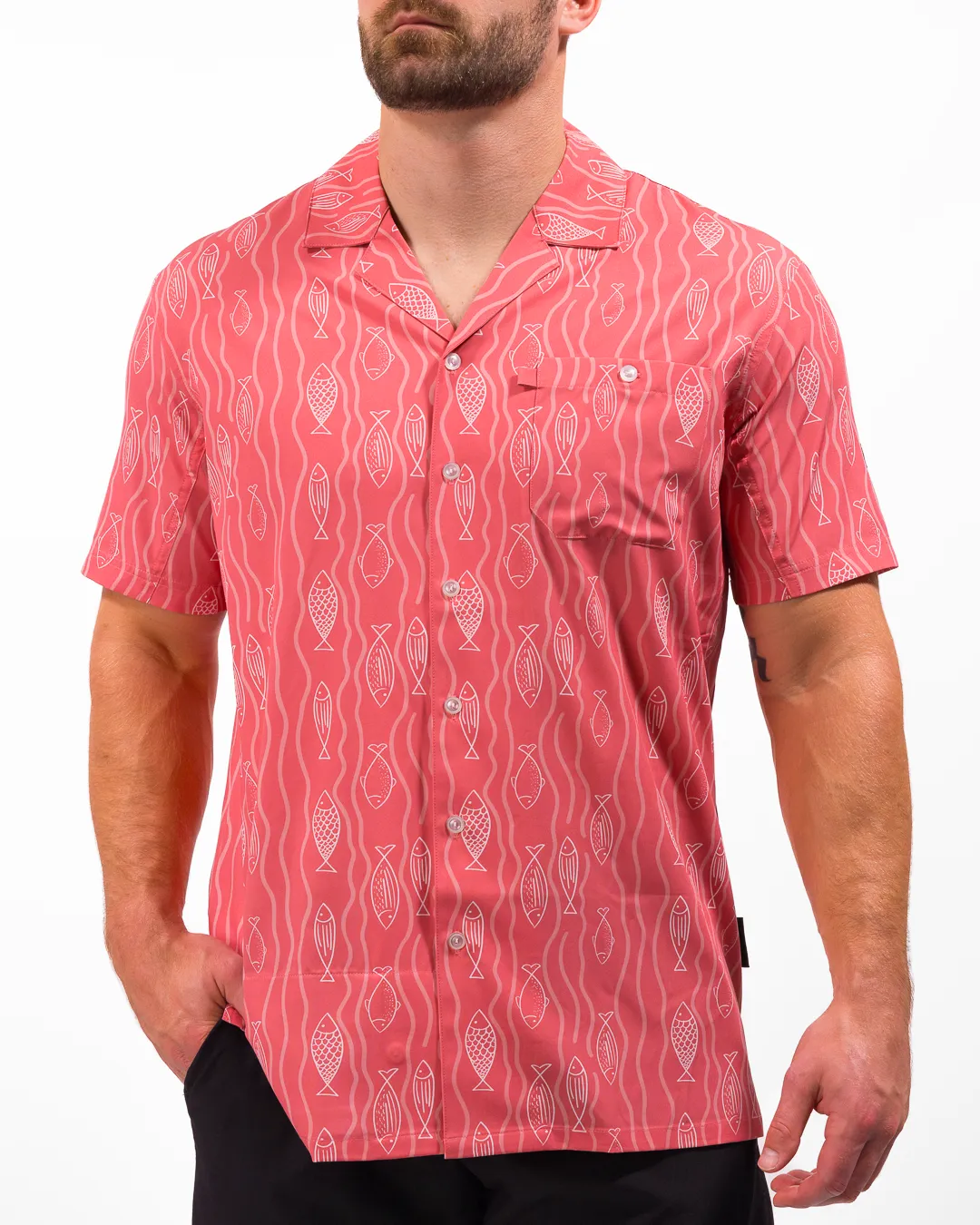 Downstream Men's Button-Down Camp Shirt Odor Resistant Everyday Fashion