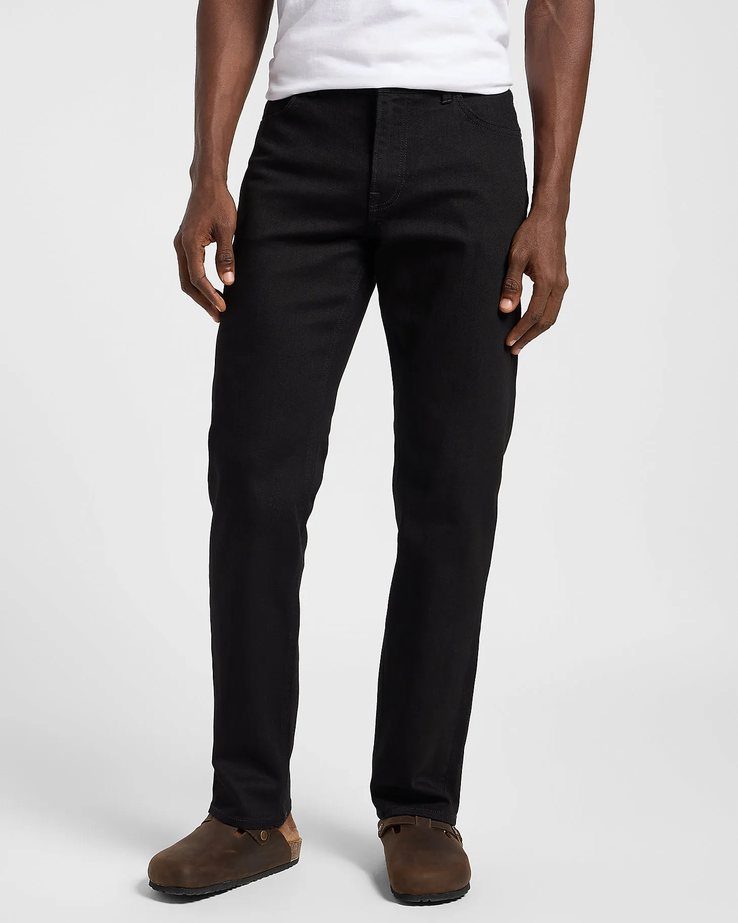 Lee West Relaxed Straight Mens Jeans - Clean Black Refined Detail