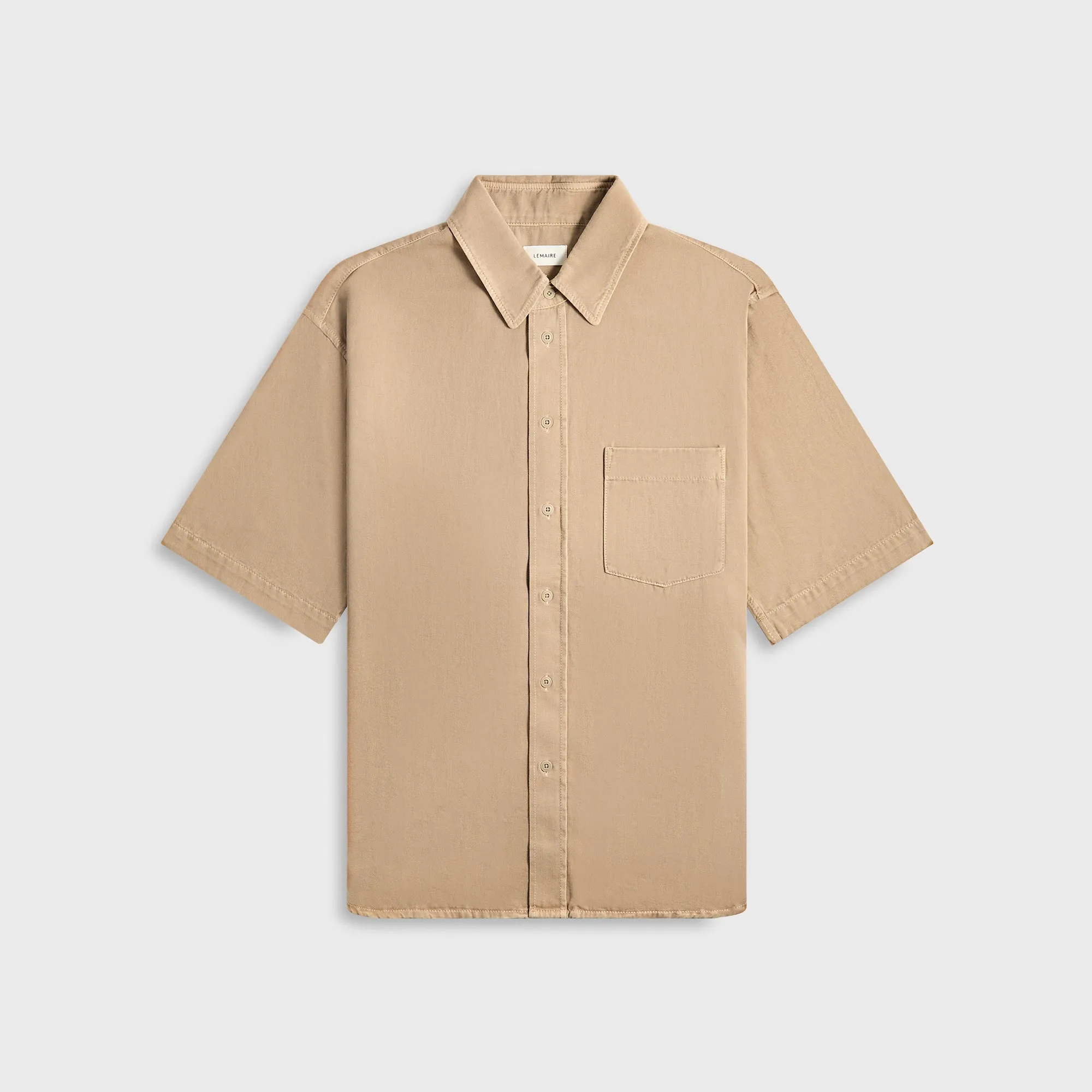 Classic Casual Look Lemaire Short Sleeve Denim Shirt - Natural Beige