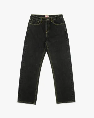 Timeless Wear Utility Fit Dubbleware Selvedge Straight Leg Work Denim Jeans - Black Wash