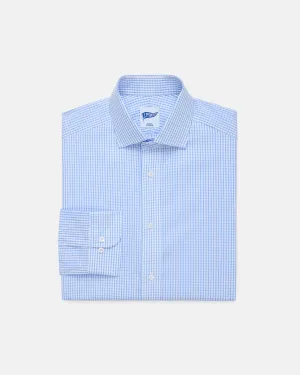 Light Blue Check Spread Collar Dress Shirt - Trim Fit Essential Layer