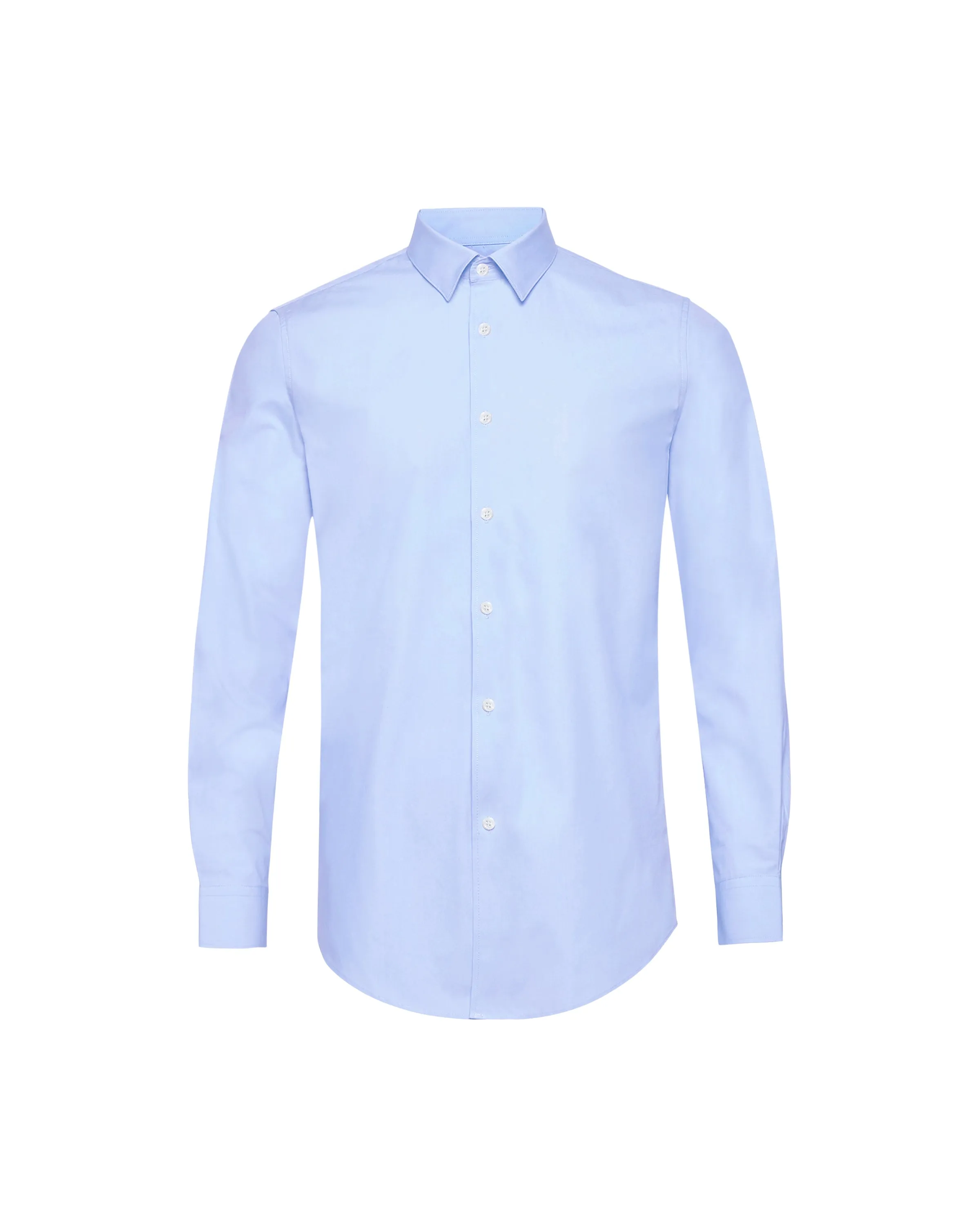 Bold Hue Light Blue Twill Natural Stretch Cotton Dress Shirt