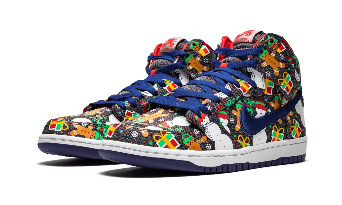 SB Dunk High TRD QS "Ugly Christmas Sweater" Layered Support Everyday Walk
