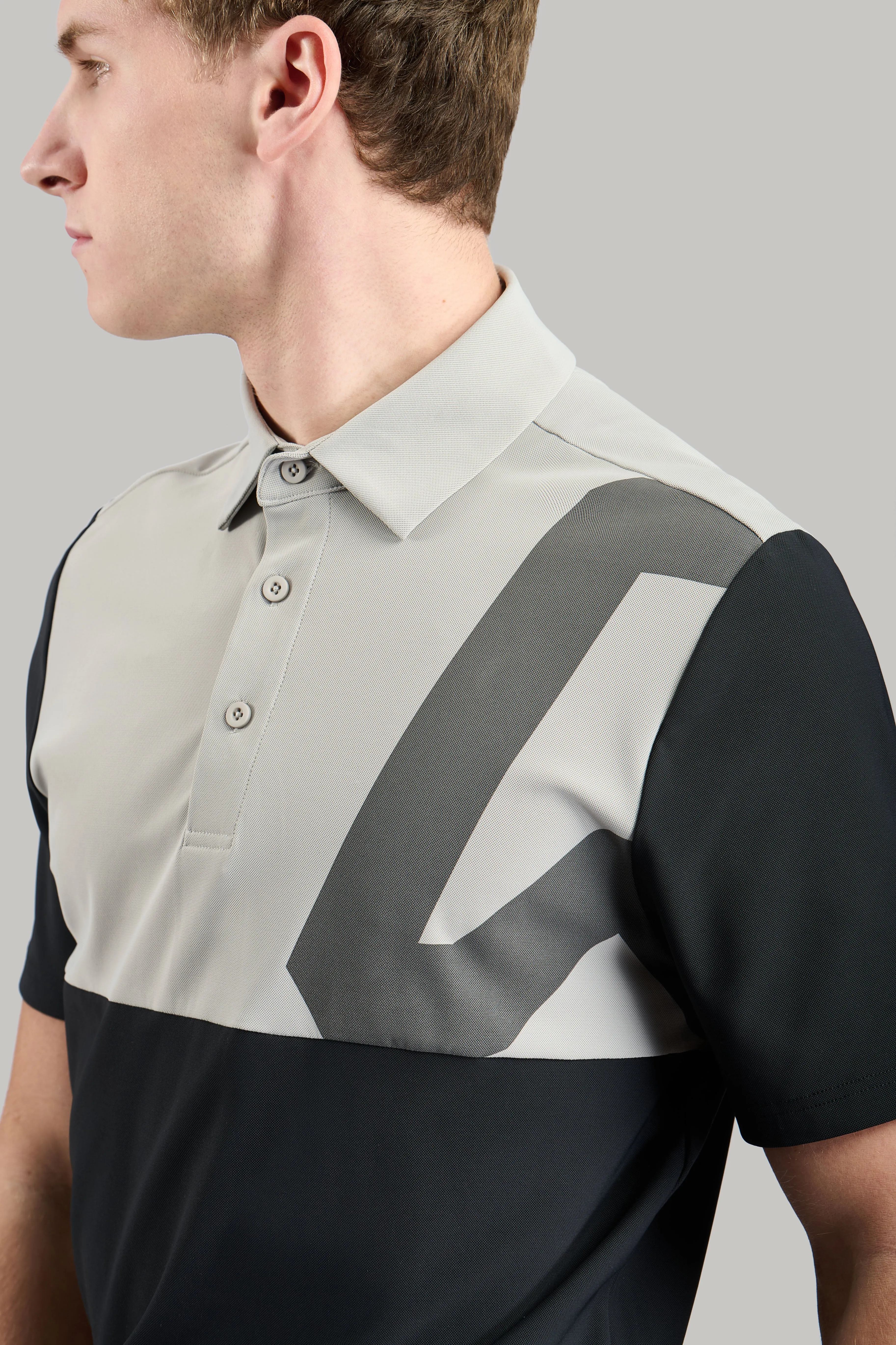Magnet Colour Block Golf Polo Shirt - Putter Black / Driver Grey BBQ Party