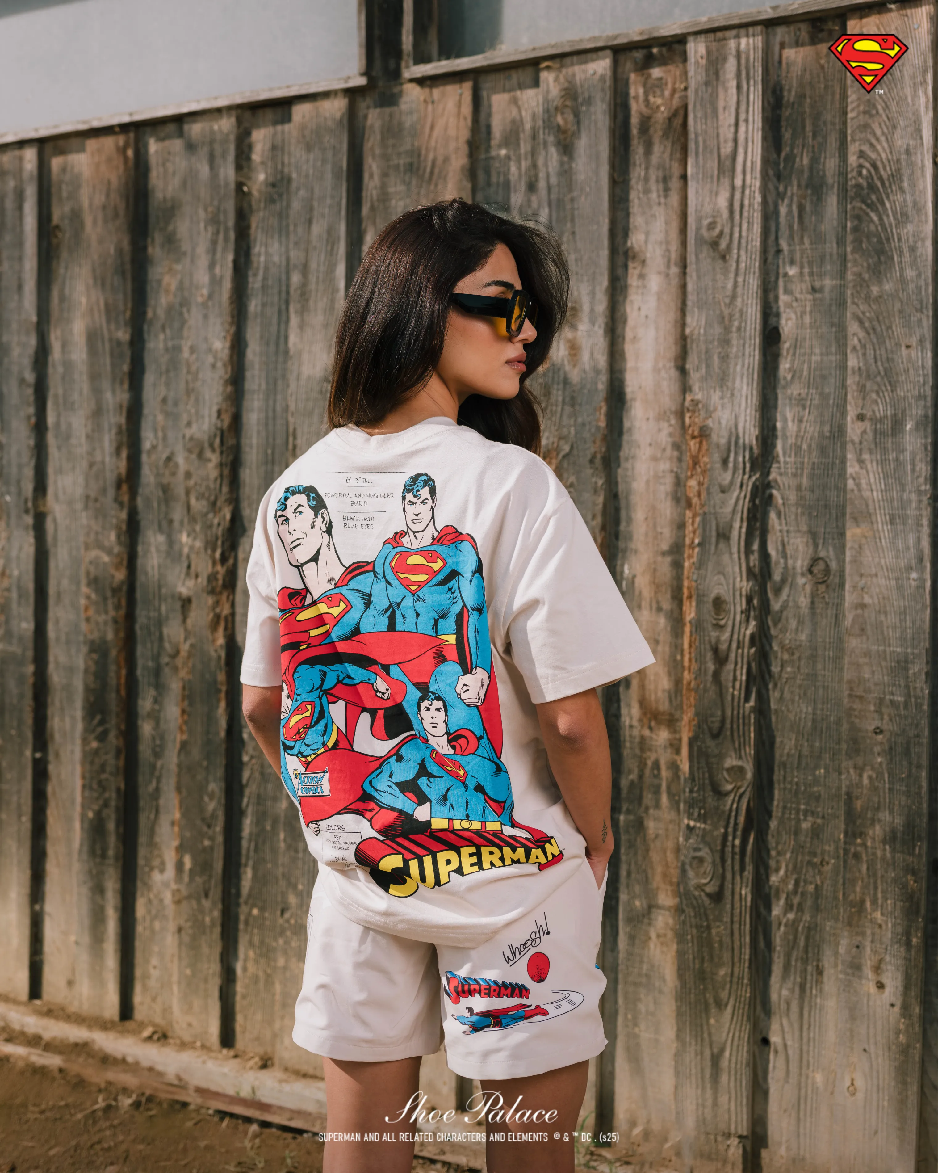 Thermal Regulating Layer Superman x Shoe Palace DC Mens Short Sleeve Shirt (Beige/Blue)