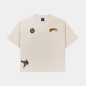 Superman x Shoe Palace DC Mens Short Sleeve Shirt (Beige/Blue) Durable Stitching Beach Wear