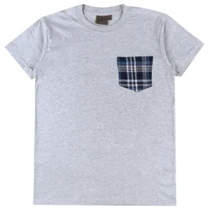 Pocket Tee - Heather Grey   Triple Yarn Twill Check Brush - Navy Multi Panel Structure