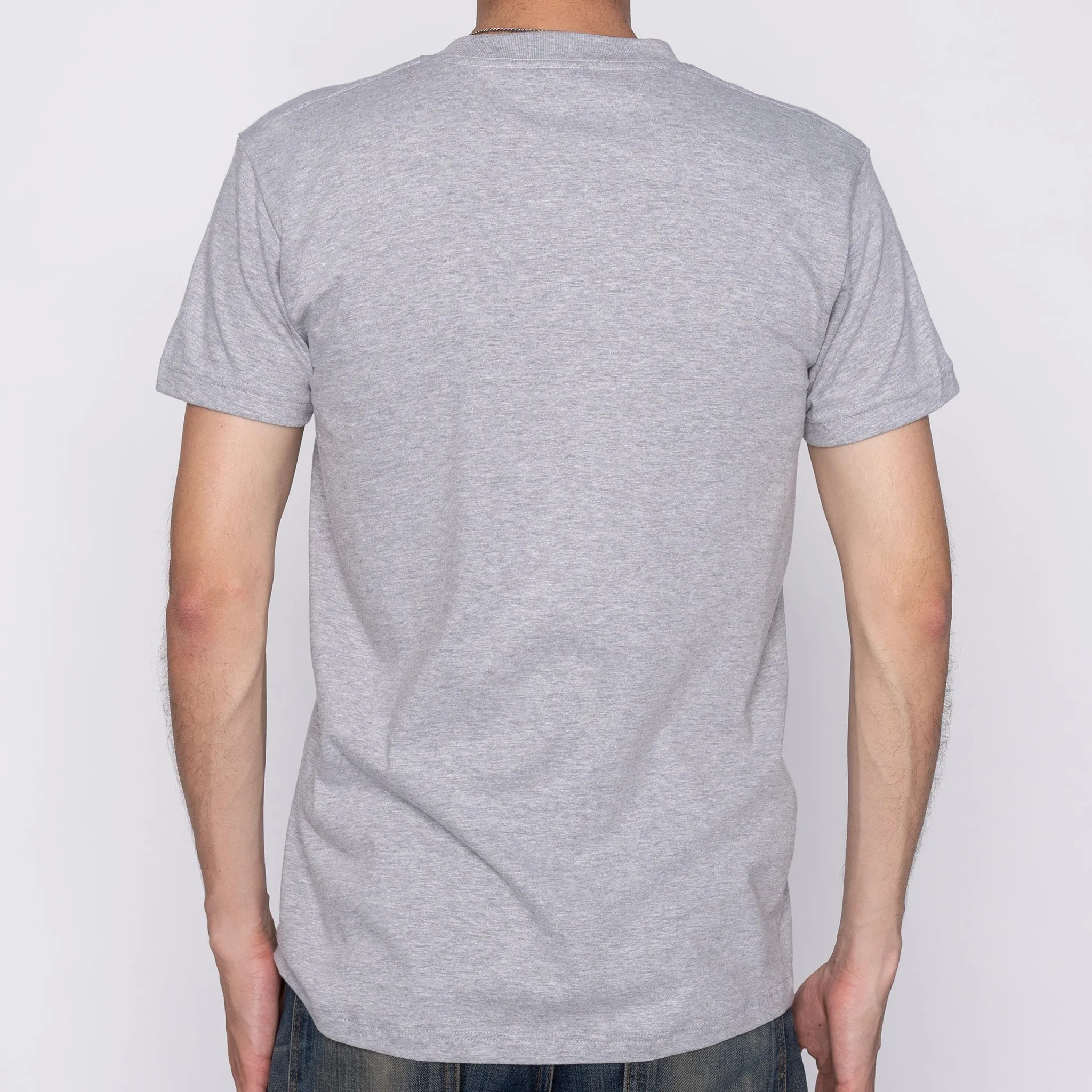 Pocket Tee - Heather Grey   Triple Yarn Twill Check Brush - Navy Chilly Day Wear Stylish and Relaxed