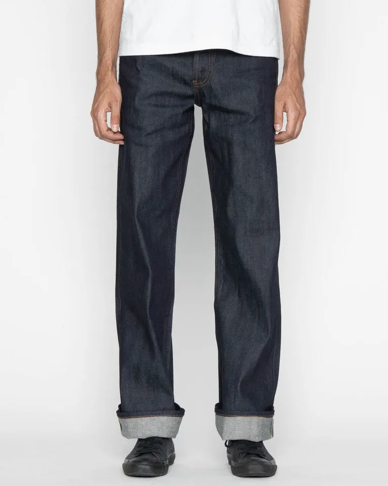 Unbranded UB722 Wide Fit Mens Jeans - 11oz Indigo Stretch Selvedge Base Layer Unfaded Hemline