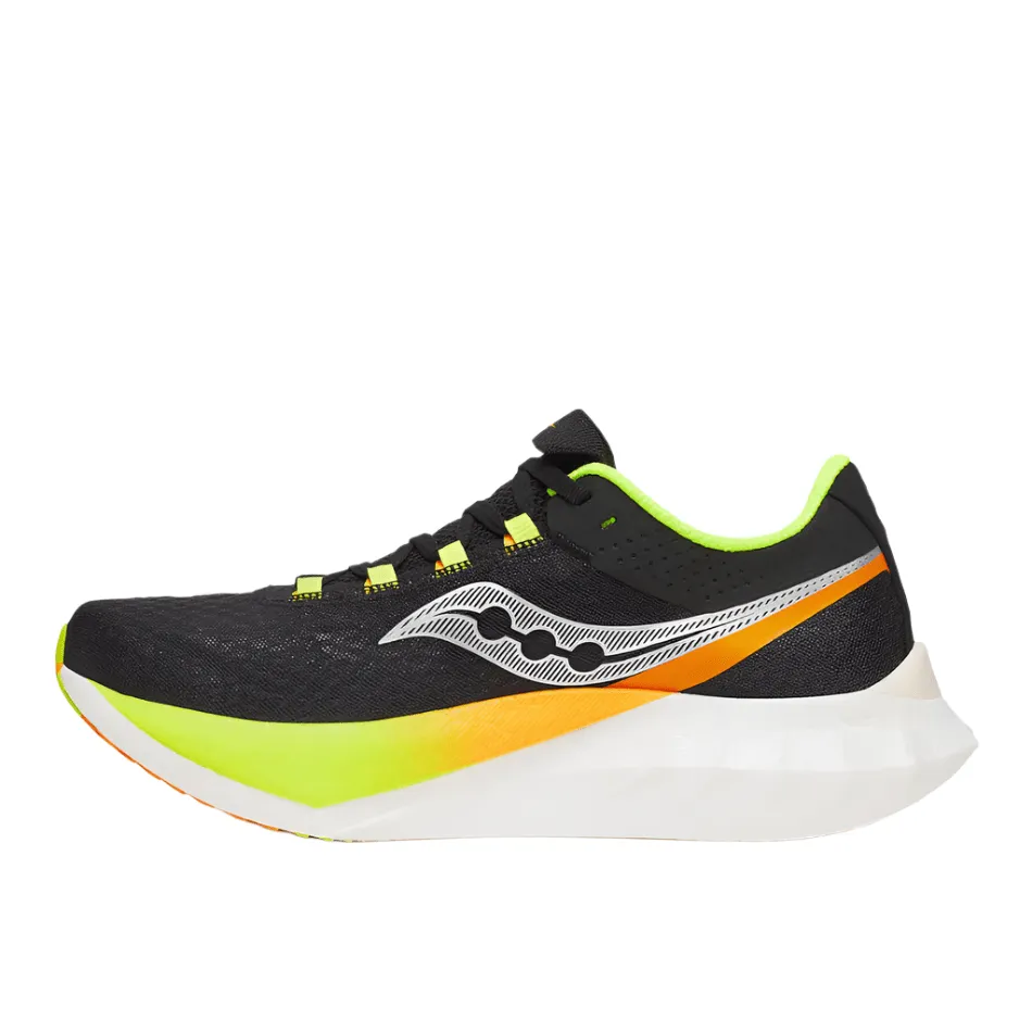 Saucony Men's Endorphin Pro 4 Running Shoes in Black/Vo2 AW25 running in adventure races shoes Versatile Performance.
