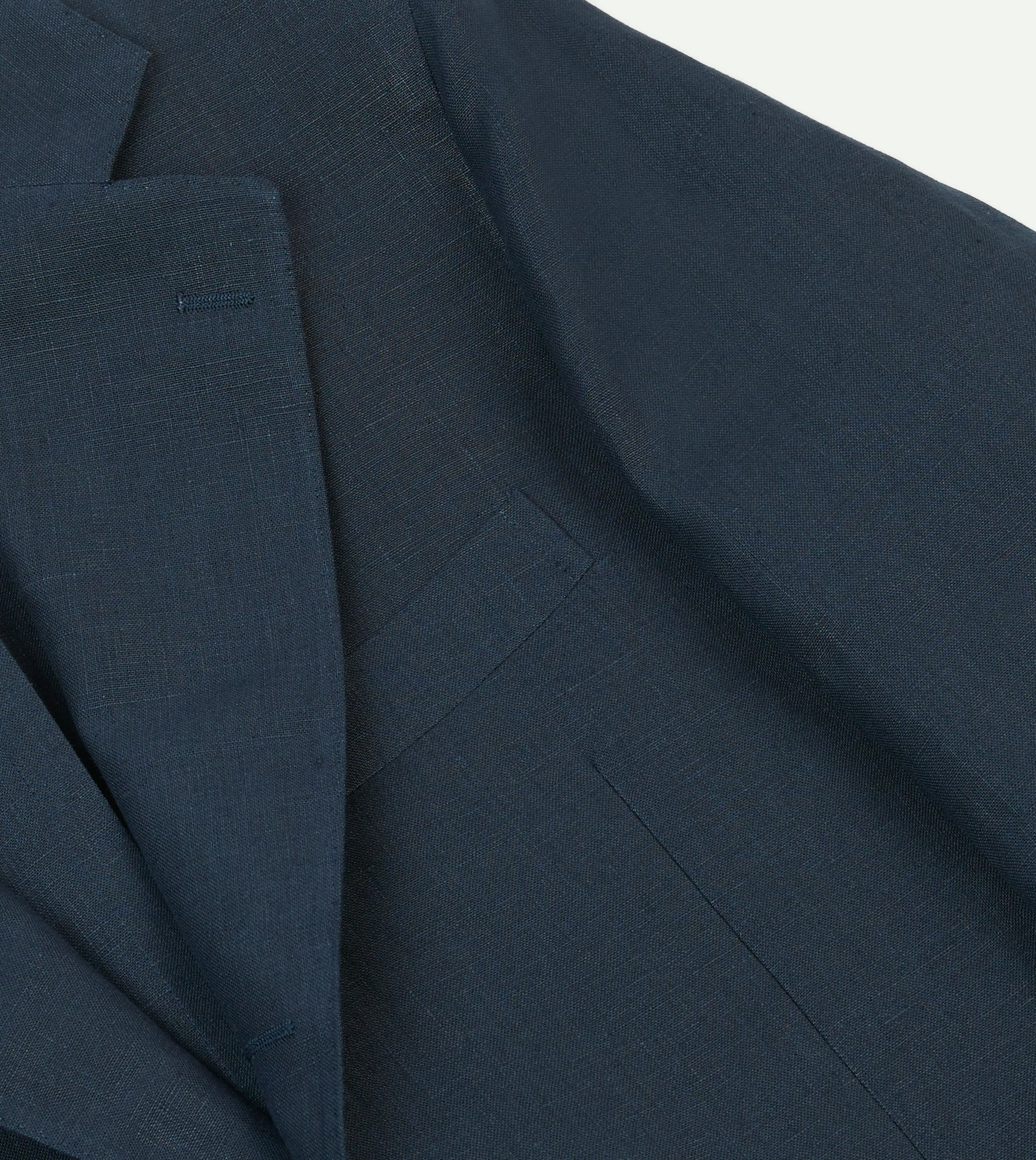 Navy Irish Linen Tailored Jacket Effortless Look Articulated Elbows