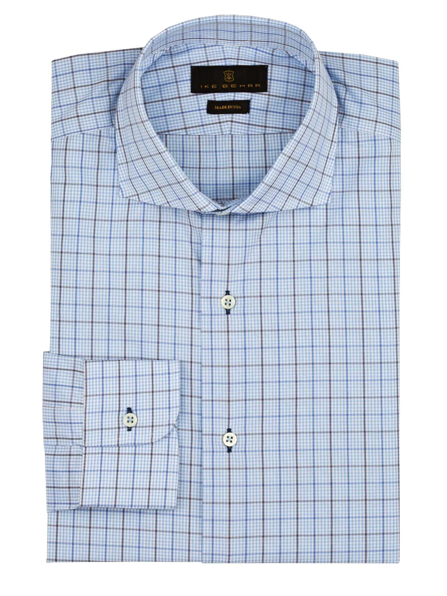 Blue Graph Check Dress Shirt Backpacking Trip Military Inspired