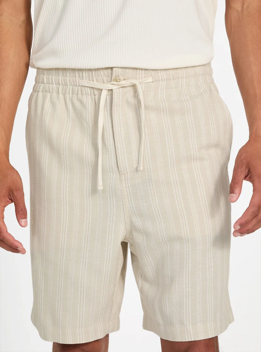 Quick Layer Fit MoistureWickingLining Eco Beige Fletcher Linen Drawcord Shorts