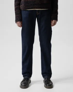 Cropped length abrasion resistant coating Nudie Rad Rufus Regular Straight Mens Jeans - Blue One Wash