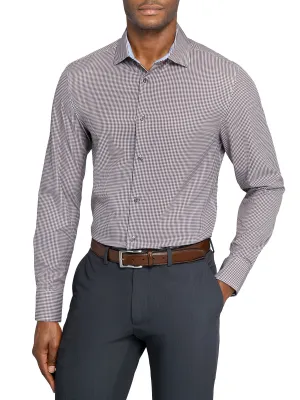Structured Collar GINGHAM CHECK 4 WAY PERFORMANCE DRESS SHIRT