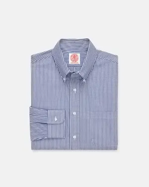 Made-in-Canada Navy Bengal Stripe Button Down Shirt - Classic Fit Water Repellent Finish
