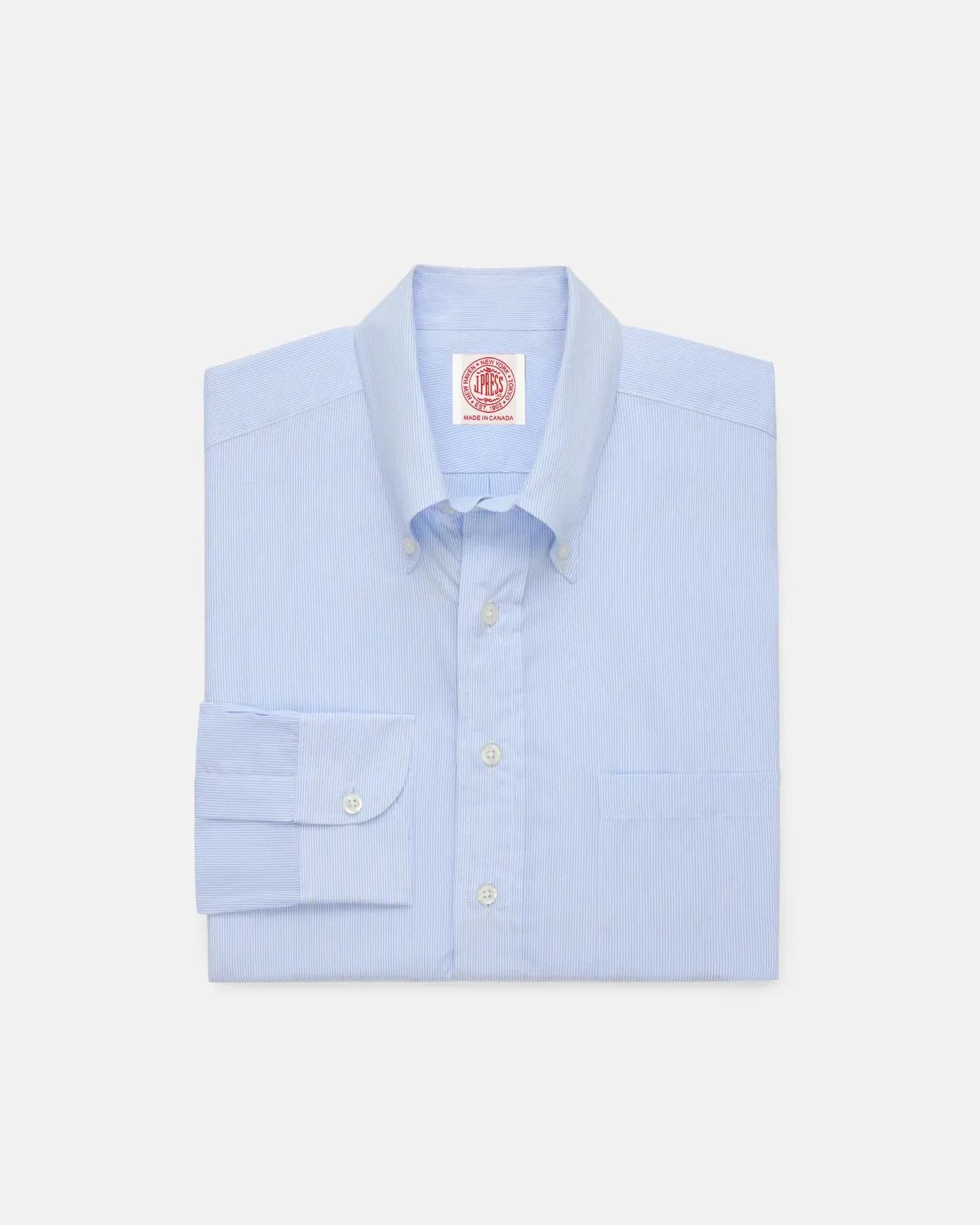 Made-in-Canada Navy Hairline Stripe Button Down Shirt - Classic Fit Classic Fit