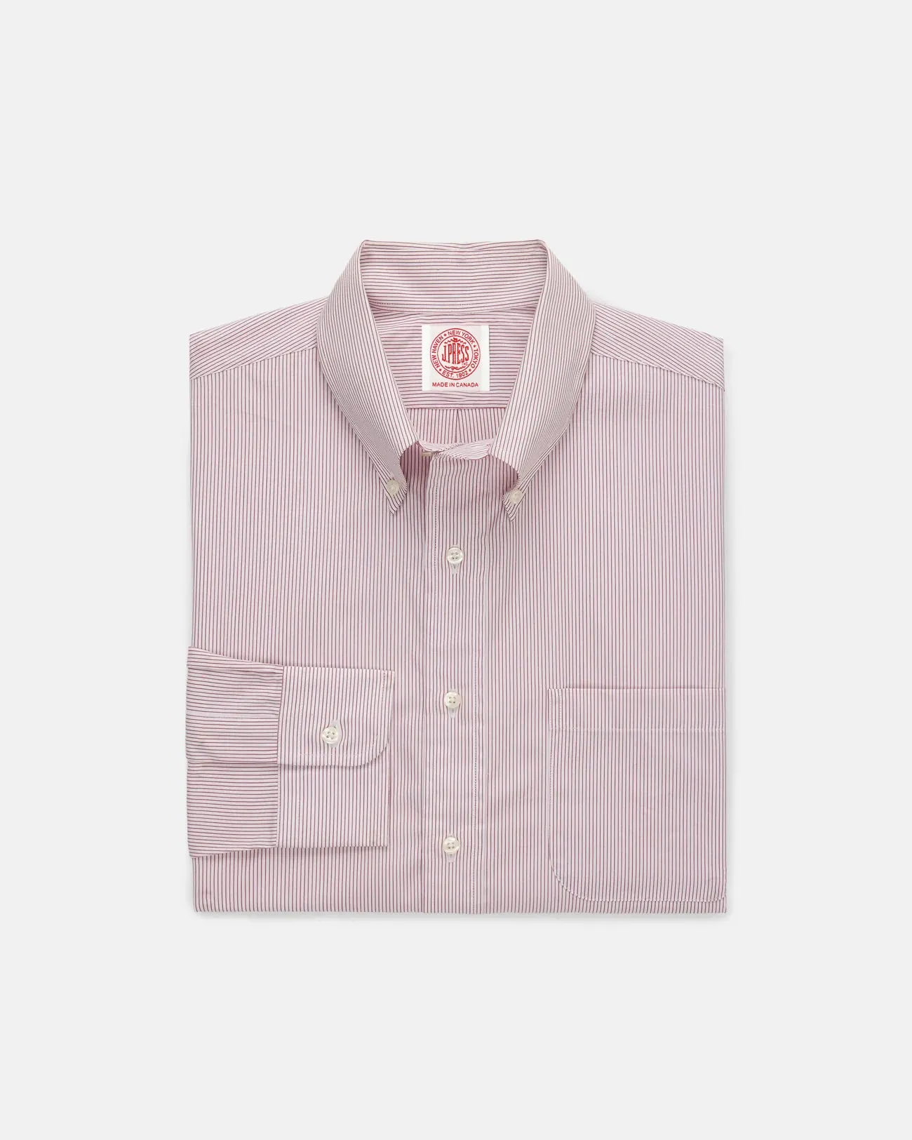 Mesh Insert Classic Wear Made-in-Canada Red Pinstripe Button Down Shirt - Classic Fit