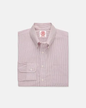 Made-in-Canada Red Pinstripe Button Down Shirt - Classic Fit Geometric Design