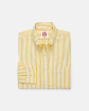 Casual Hangout Made-in-Canada Yellow Butcher Stripe Broadcloth Button Down Shirt - Classic Fit