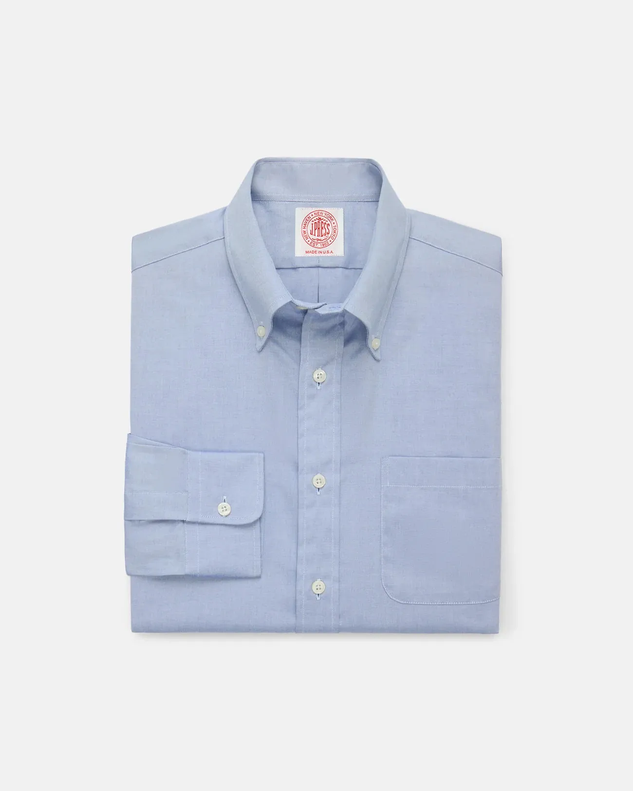 Geometric Pattern birthday celebration Made-in-USA Blue Pinpoint Oxford Button Down Shirt - Classic Fit