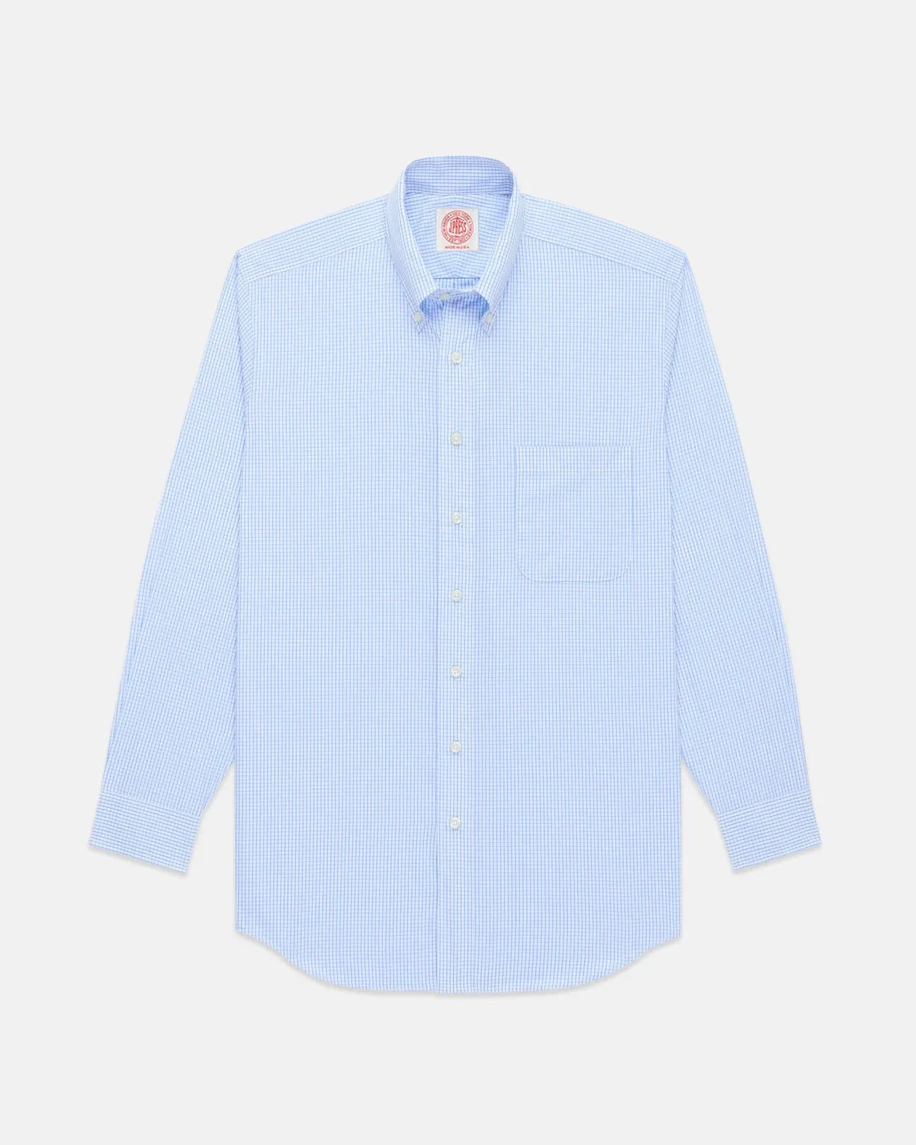 Made-in-USA Blue Tattersall Button Down Oxford Cloth Shirt - Classic Fit Regular Fit Holiday Gift