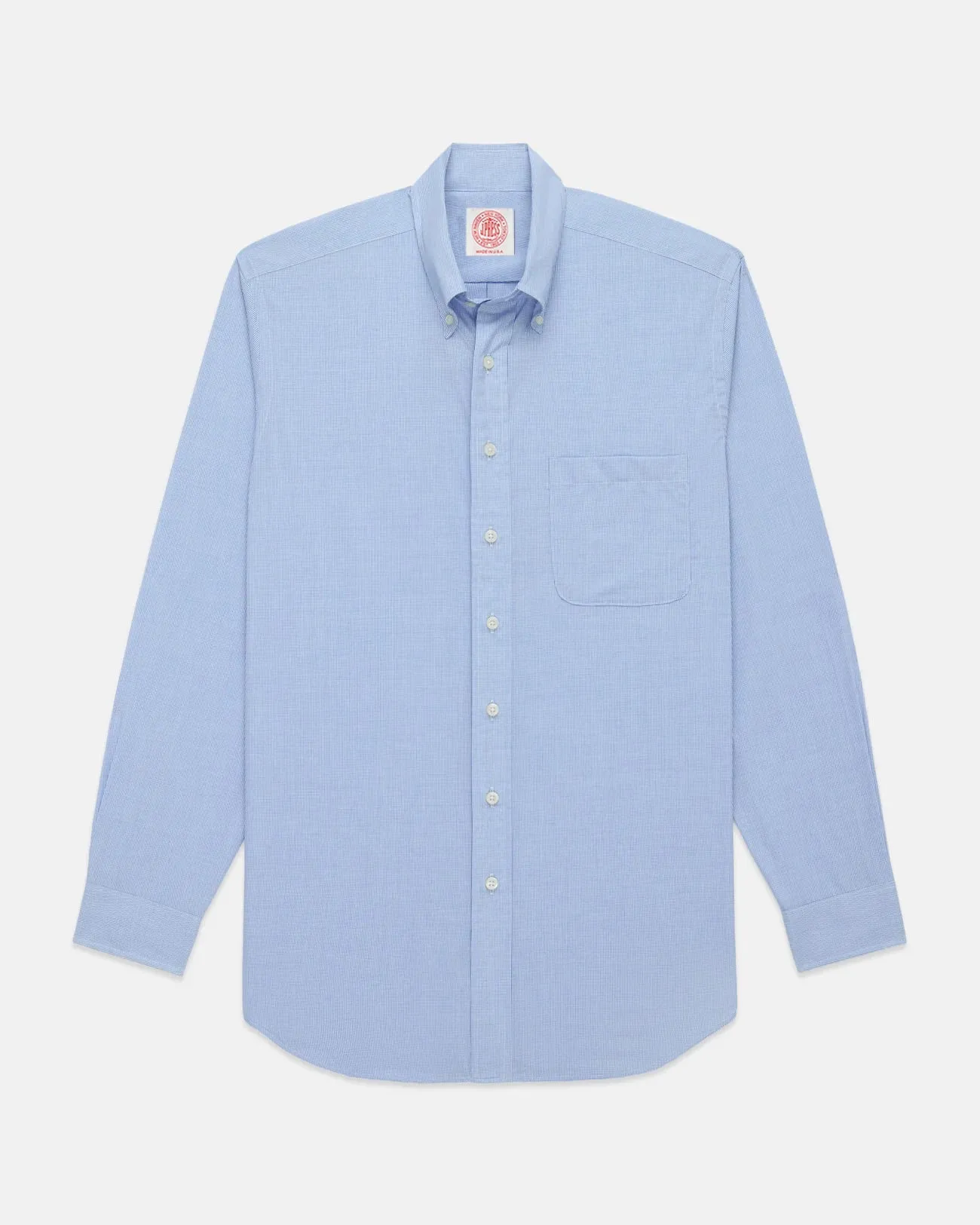 Traveler??s Choice Fashionable Layer Made-in-USA Dark Blue Mini Tattersall Button Down Shirt - Classic Fit