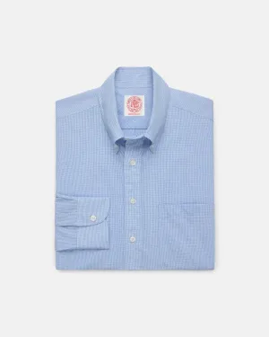 Made-in-USA Dark Blue Mini Tattersall Button Down Shirt - Classic Fit Plus Size Chic Layer