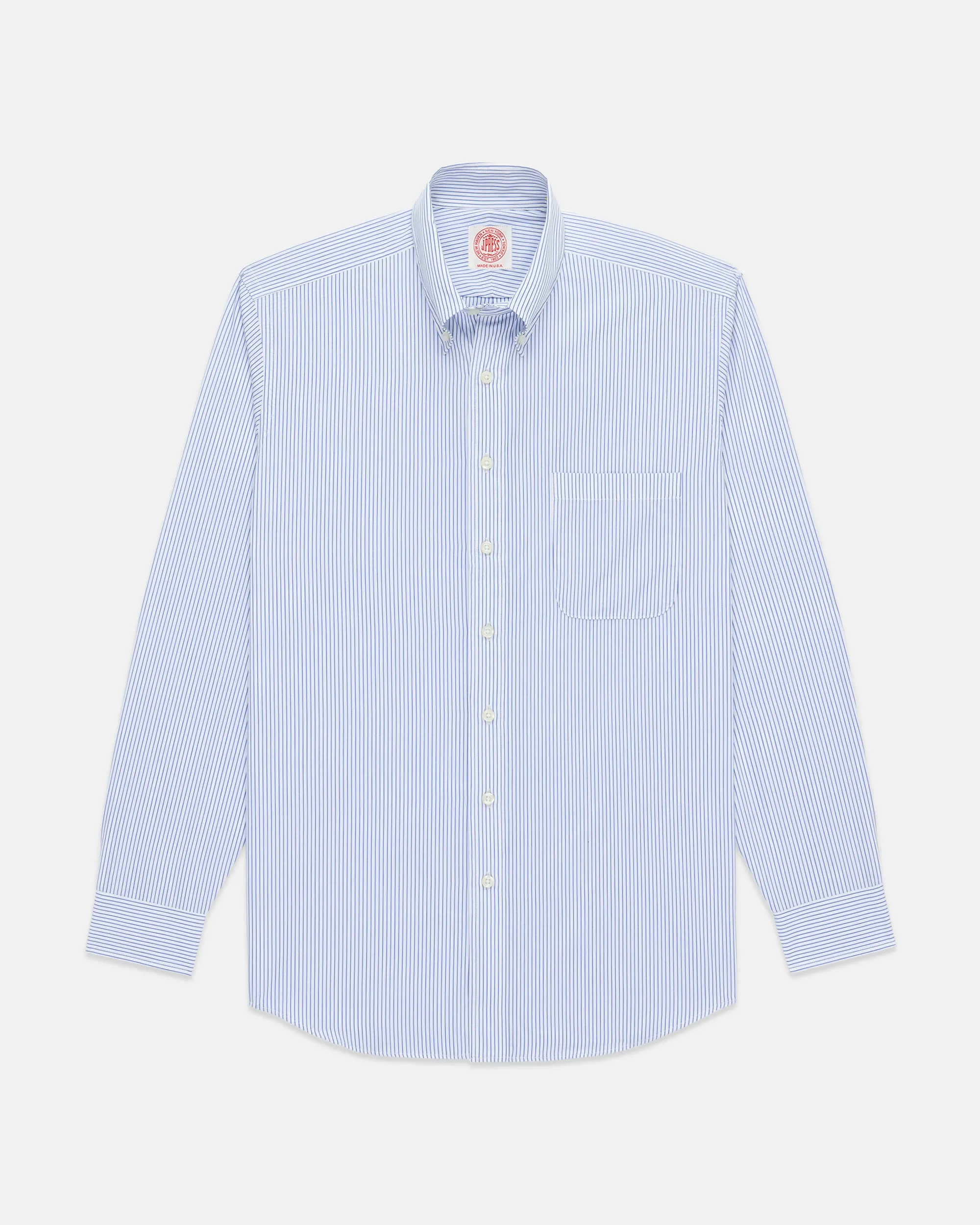 Made-in-USA Dark Blue Pencil Stripe Button Down Shirt - Classic  Fit Smooth Finish