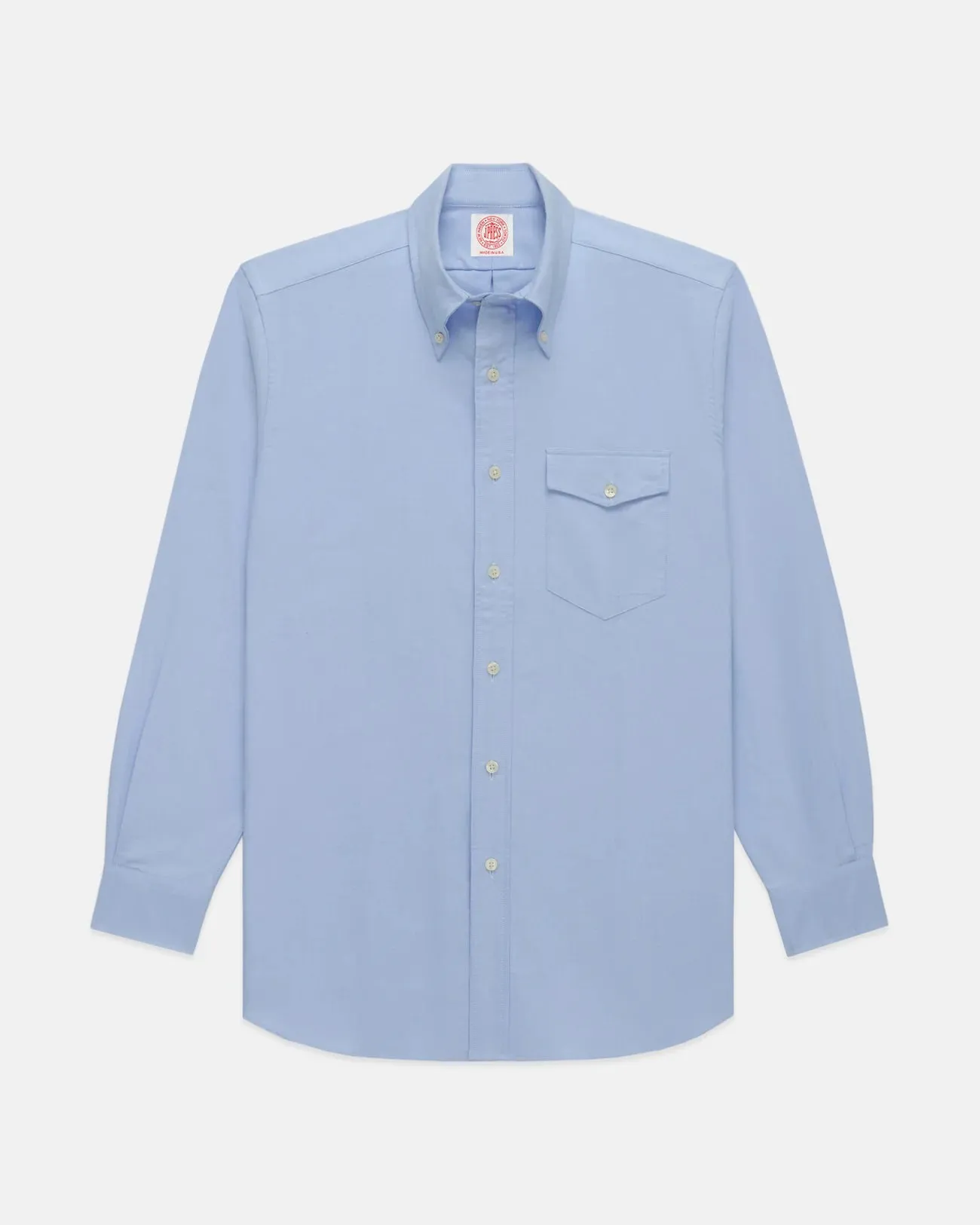 Made-in-USA Flap Pocket Blue Oxford Cloth Button Down Shirt - Classic Fit Lightweight Layer