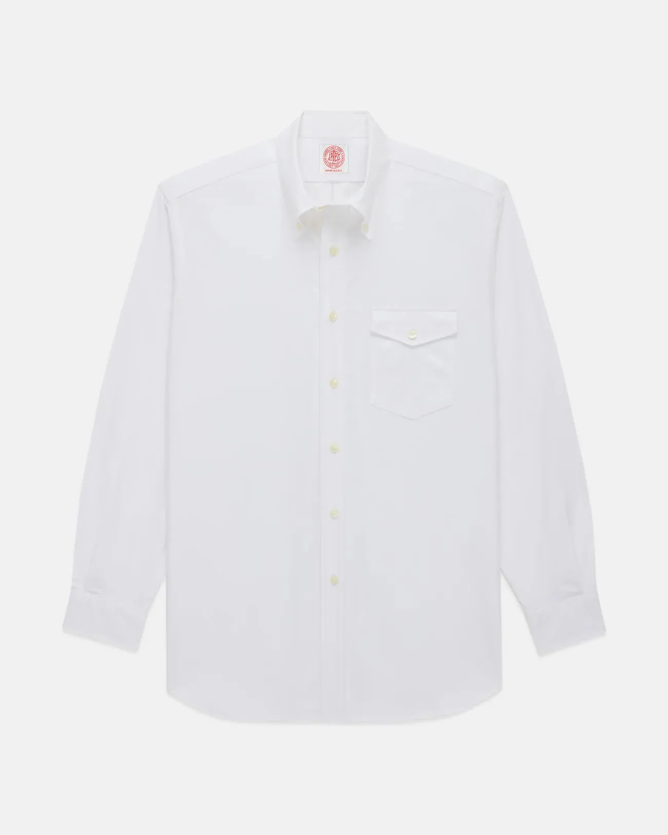 Made-in-USA Flap Pocket White Oxford Cloth Button Down Shirt - Classic Fit Chill Comfort