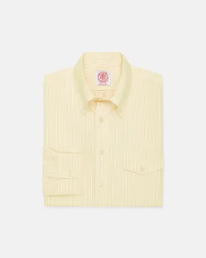 Made-in-USA Flap Pocket Yellow University Stripe Oxford Cloth Shirt - Classic Fit Wrinkle Resistant Material