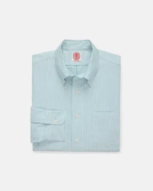 Workwear Style Sporty Comfort Made-in-USA Green University Stripe Oxford Cloth Shirt - Classic Fit