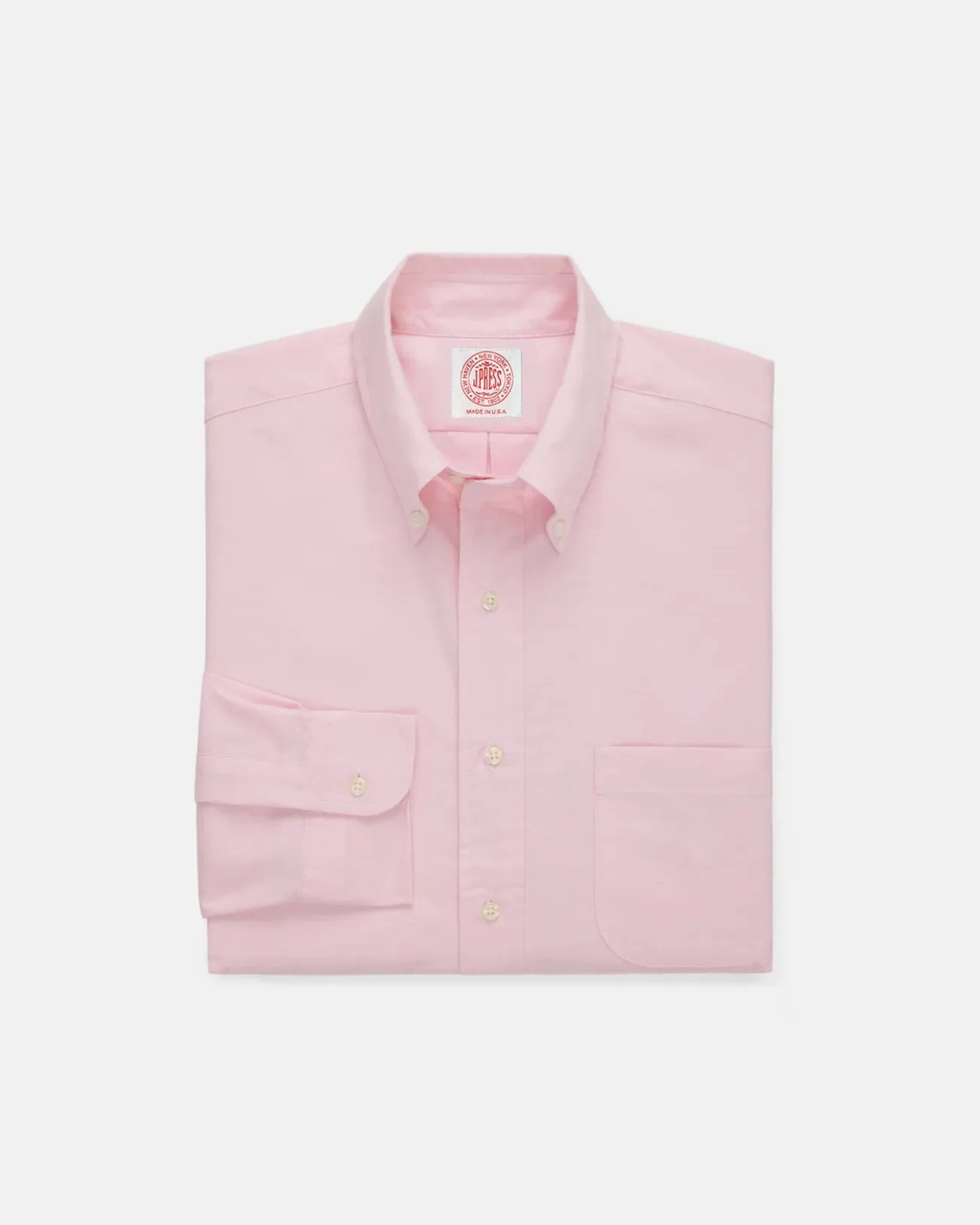 Made-in-USA Pink Oxford Cloth Button Down Shirt  - Classic Fit Team Building Daytime Look