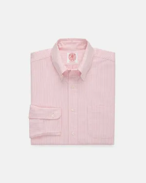 Coastal Vibes Brushed Inner Lining Made-in-USA Pink University Stripe Oxford Cloth Shirt  - Classic Fit
