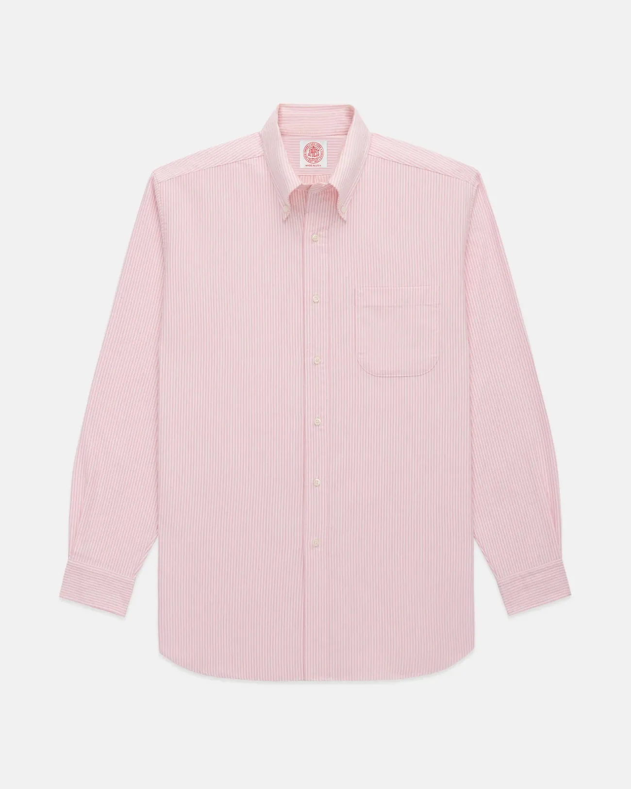 Denim Blend Polished Placket Made-in-USA Pink University Stripe Oxford Cloth Shirt  - Classic Fit