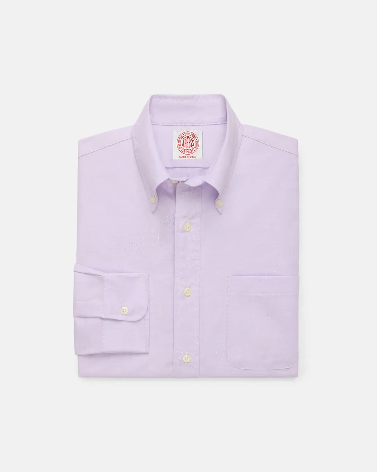 Contrast Stitch Anti Odor Treatment Made-in-USA Purple Oxford Cloth Button Down Shirt  - Classic Fit