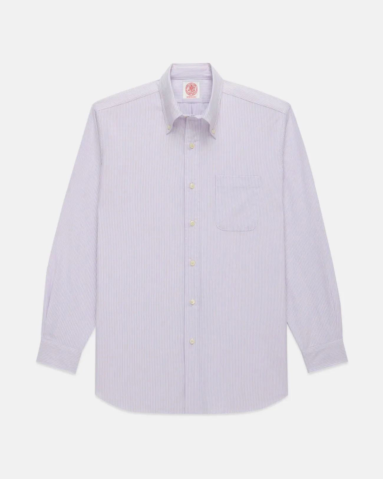 Made-in-USA Purple University Stripe Oxford Cloth Shirt - Classic Fit Fitted Design Unisex Choice