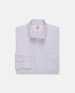 Anti Pill Technology Easy Wear Made-in-USA Purple University Stripe Oxford Cloth Shirt - Classic Fit