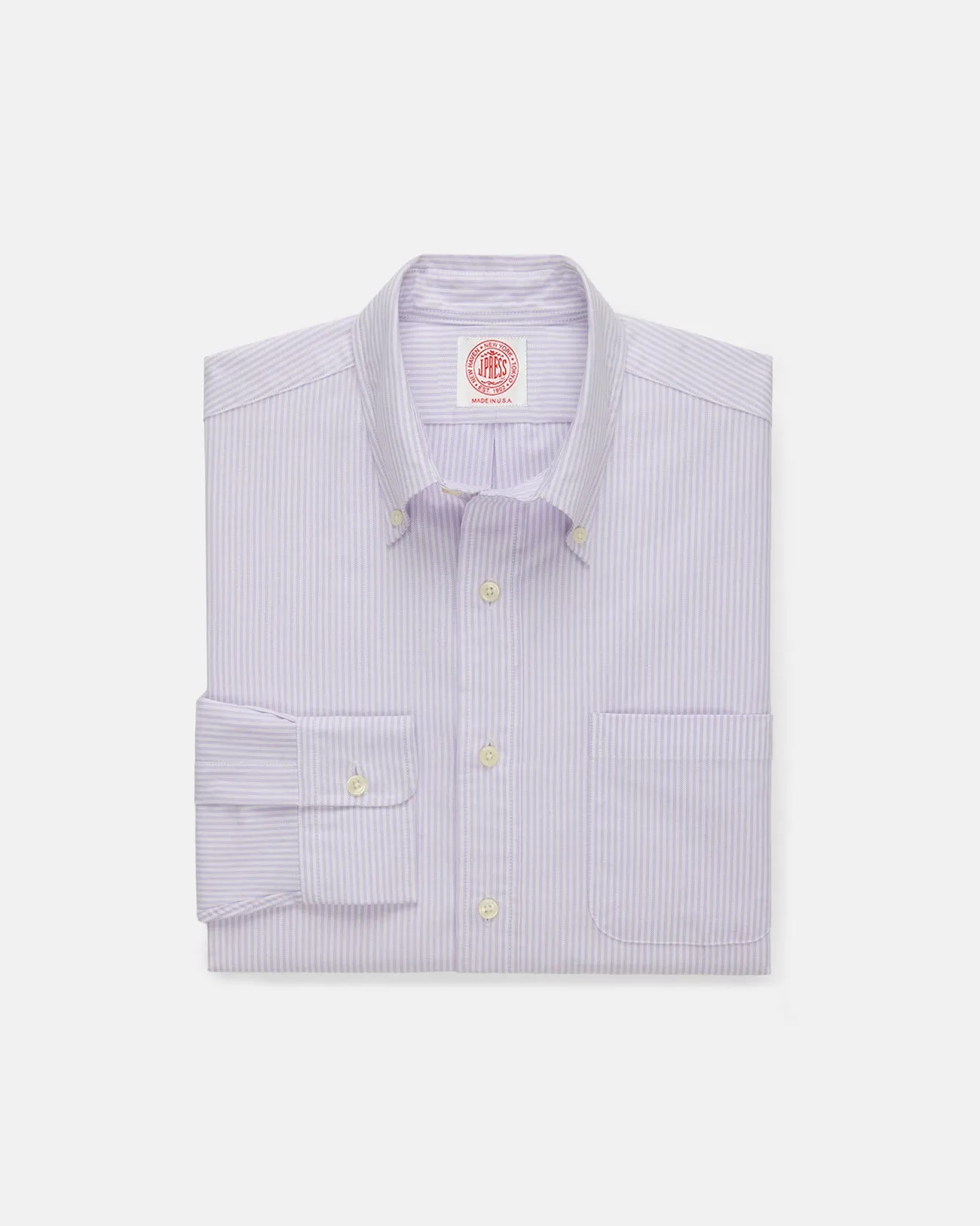 Simple Fit Made-in-USA Purple University Stripe Oxford Cloth Shirt - Classic Fit