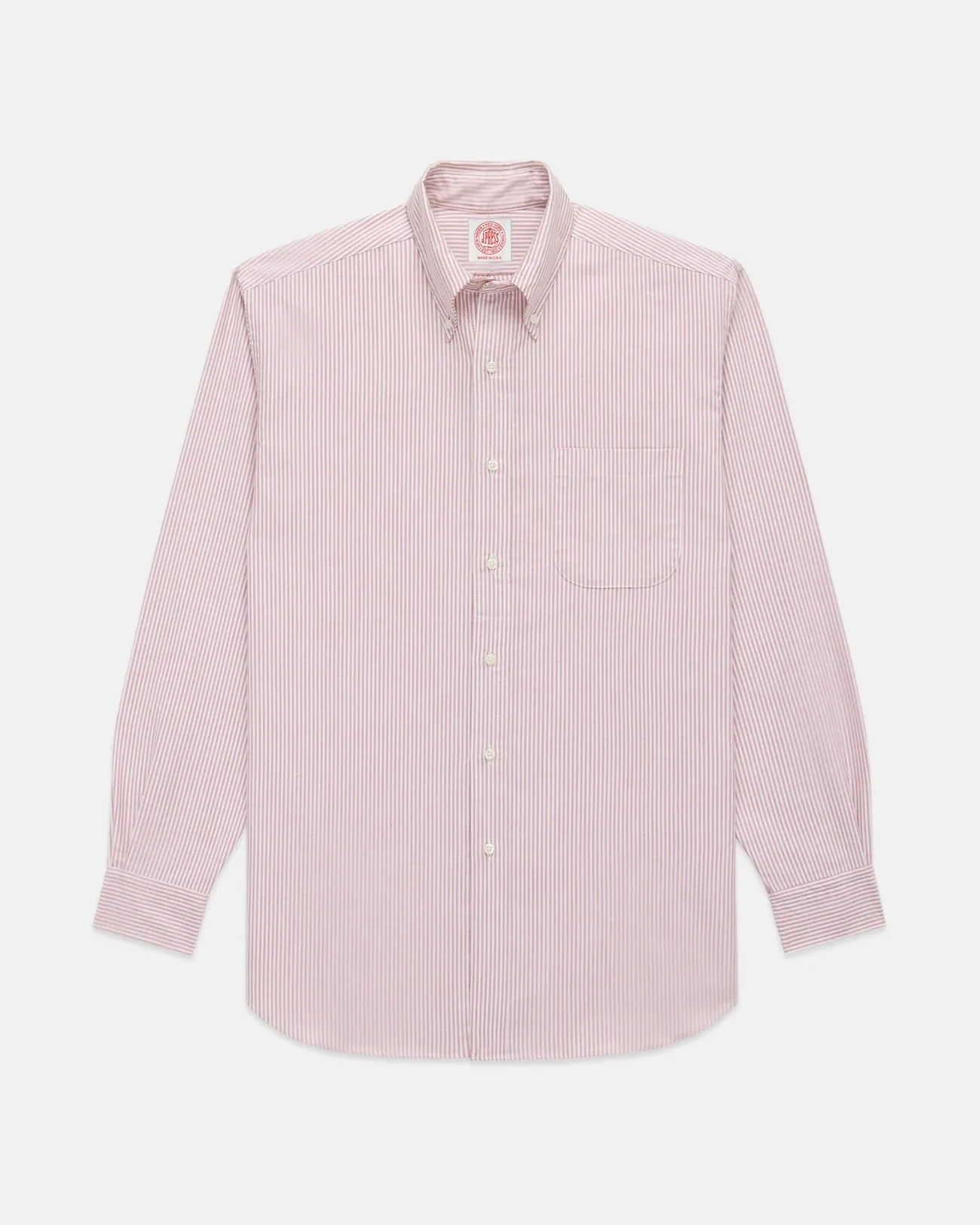 Ventilated Back Made-in-USA Red University Stripe Oxford Dress Shirt - Classic Fit