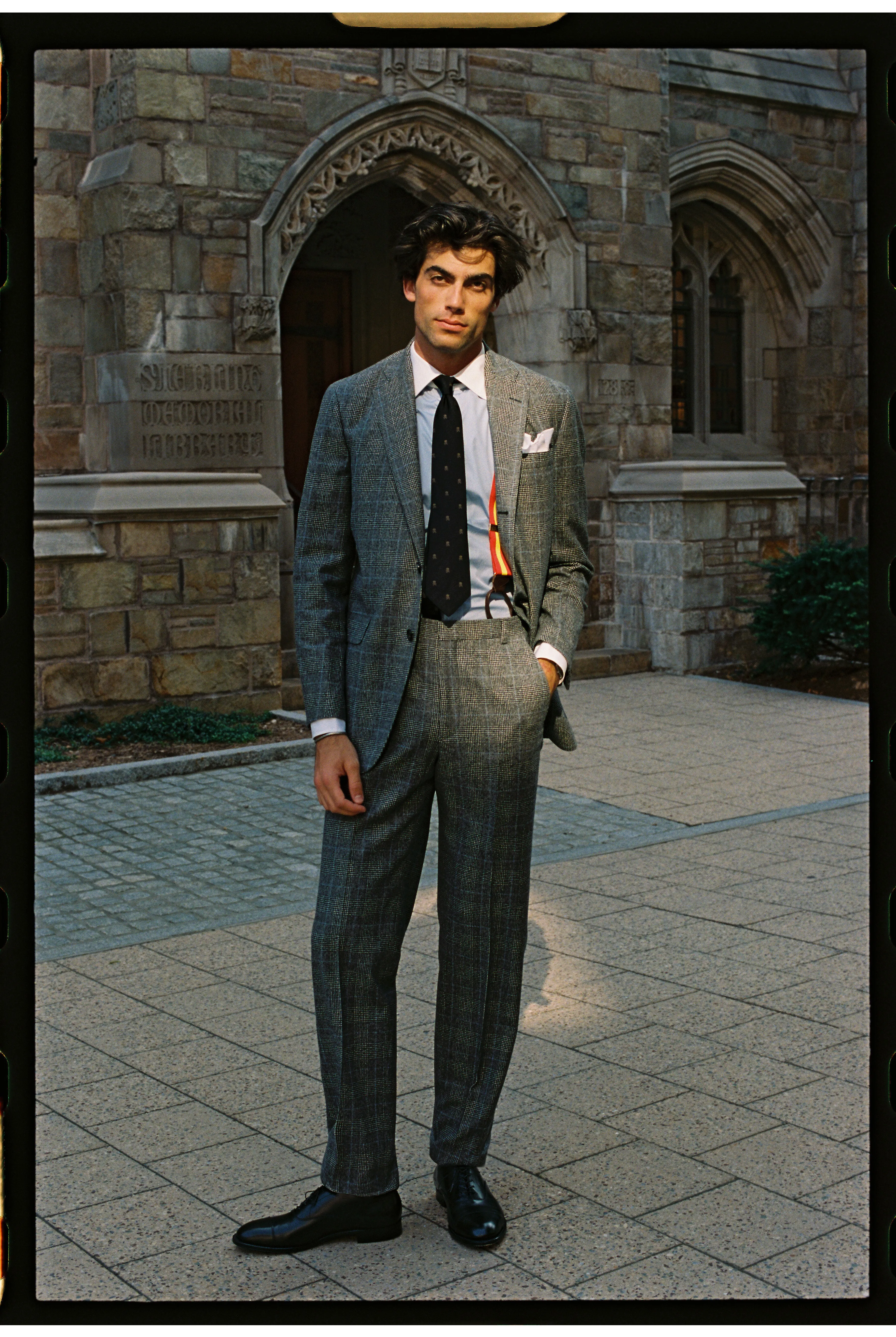 Made-in-USA Thomas Mason Blue Contrast Collar French Cuff Dress Shirt - Regular Fit Budget Friendly Solid Hue