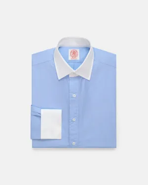 Made-in-USA Thomas Mason Blue Contrast Collar French Cuff Dress Shirt - Regular Fit First Date
