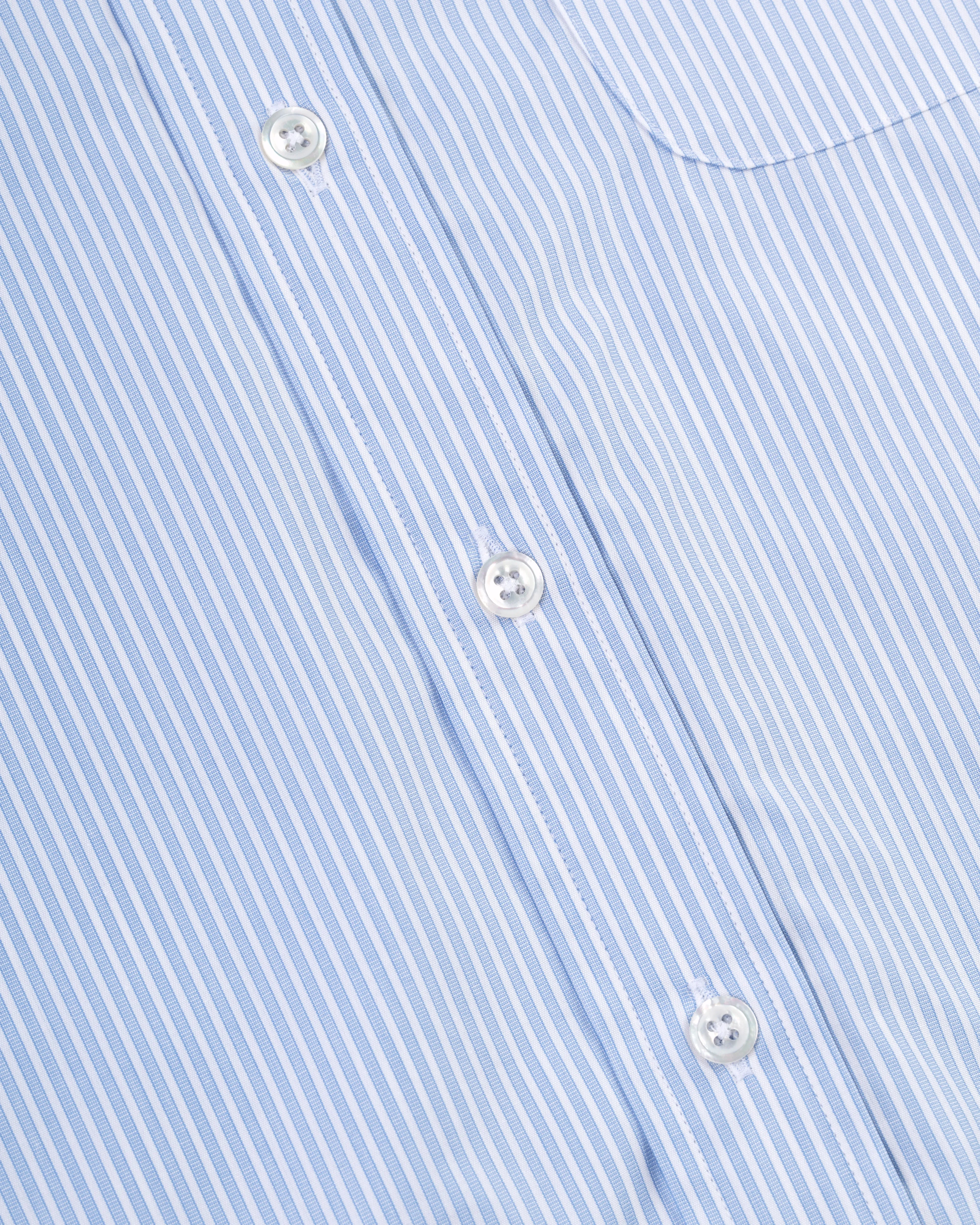 Workwear Option Made-in-USA Thomas Mason Blue End-on-End Stripe Button Down Shirt - Regular Fit