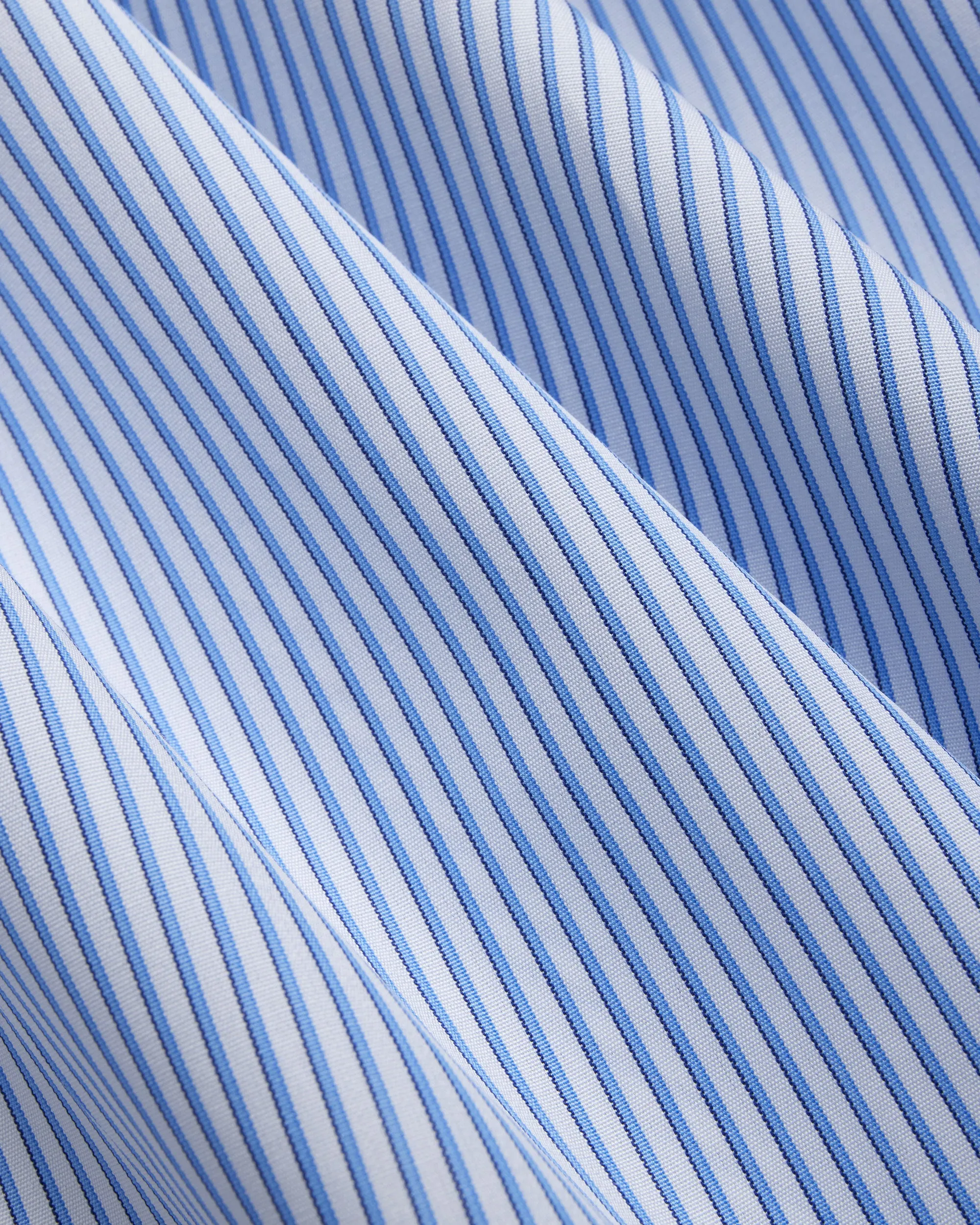 Anti Static Finish Festival Outfit Made-in-USA Thomas Mason Blue Shadow Stripe Button Down Shirt - Regular Fit