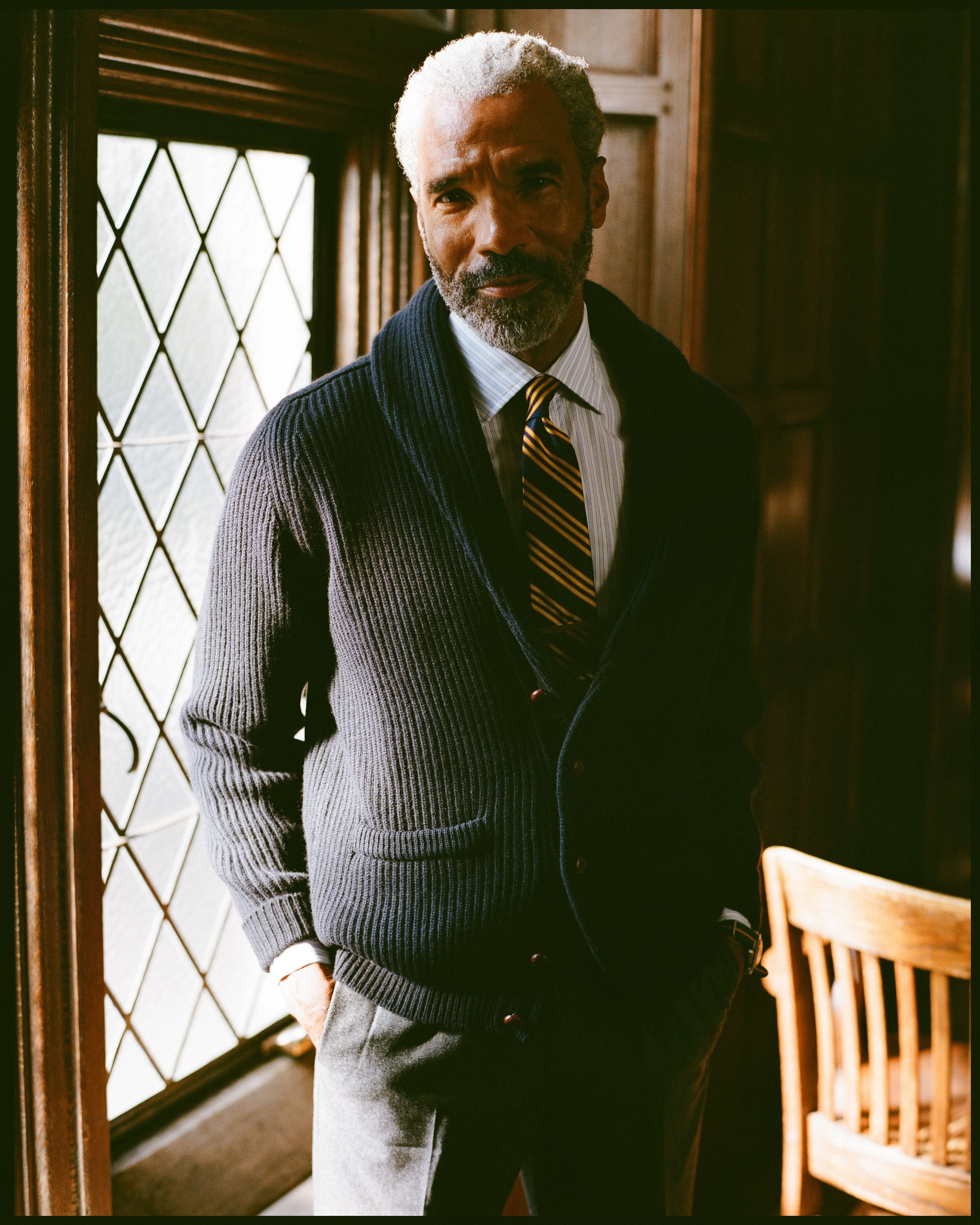 Made-in-USA Thomas Mason Blue Shadow Stripe Poplin Dress Shirt - Regular Fit Holiday Style