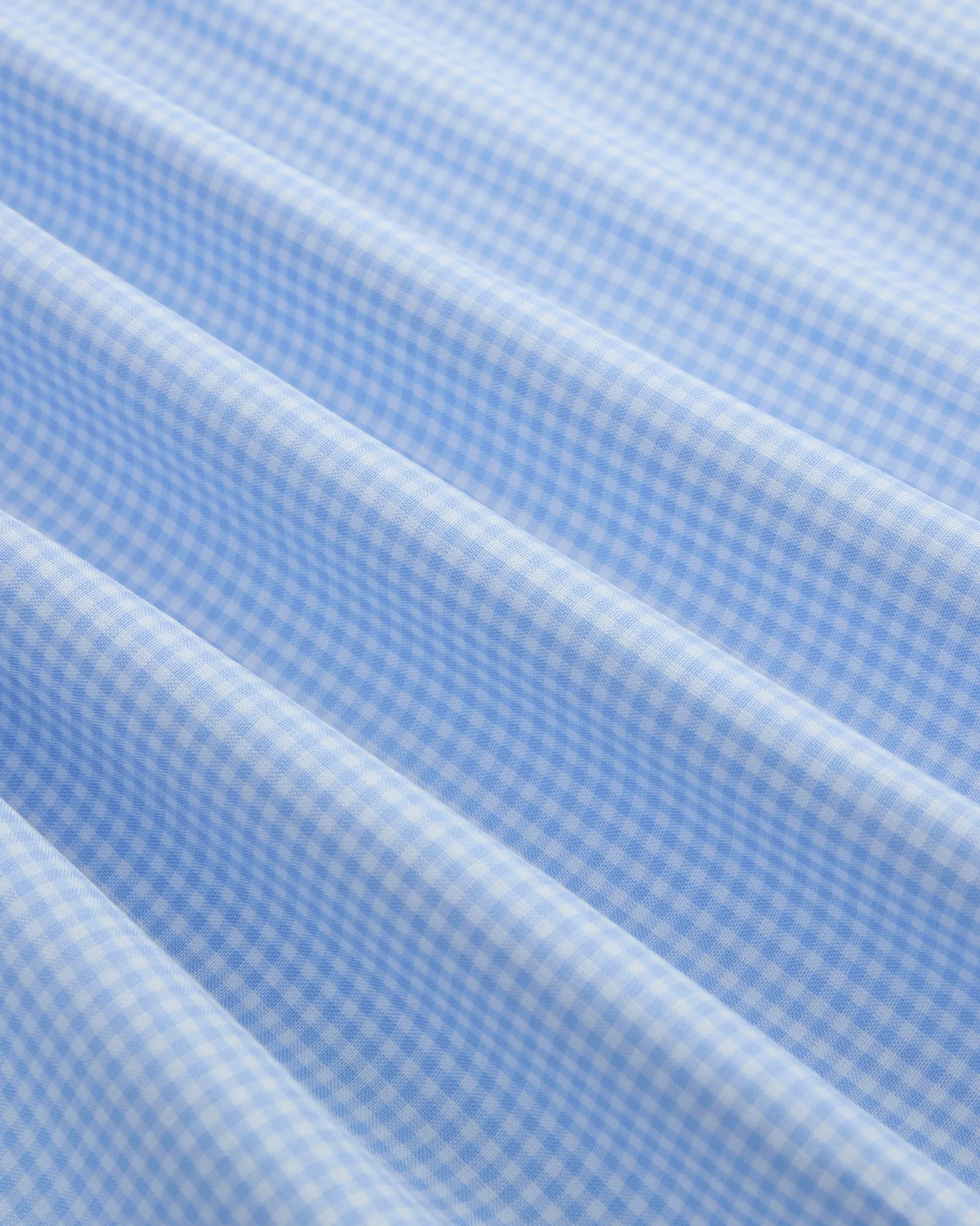 High-Quality Material Lakeside Relaxation Made-in-USA Thomas Mason Light Blue Mini Gingham Button Down Shirt - Regular Fit