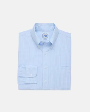 Made-in-USA Thomas Mason Light Blue Mini Gingham Button Down Shirt - Regular Fit Vintage Wash Breathable Layer